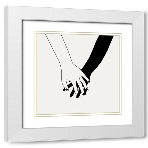 Holding You I White Modern Wood Framed Art Print with Double Matting by Wang, Melissa