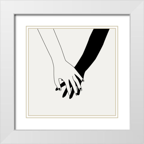 Holding You I White Modern Wood Framed Art Print with Double Matting by Wang, Melissa