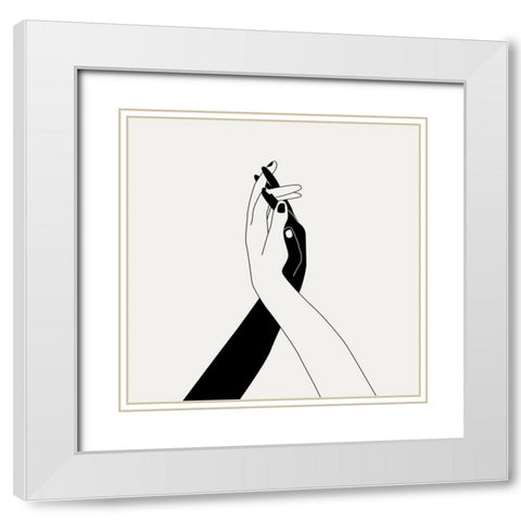 Holding You II White Modern Wood Framed Art Print with Double Matting by Wang, Melissa