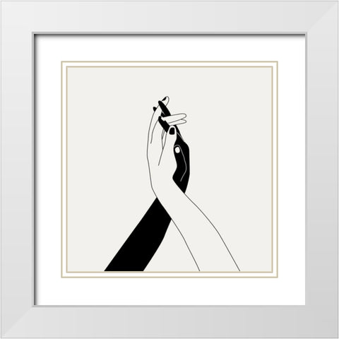 Holding You II White Modern Wood Framed Art Print with Double Matting by Wang, Melissa