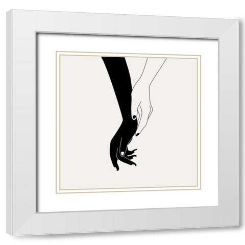 Holding You III White Modern Wood Framed Art Print with Double Matting by Wang, Melissa
