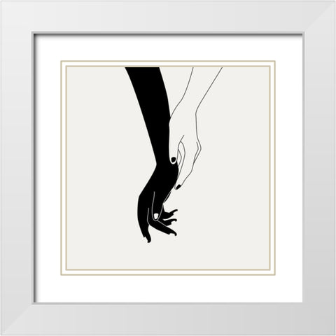 Holding You III White Modern Wood Framed Art Print with Double Matting by Wang, Melissa