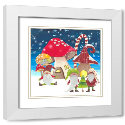 Christmas Gnomes I White Modern Wood Framed Art Print with Double Matting by Moore, Regina