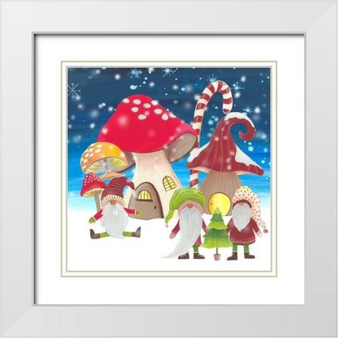 Christmas Gnomes I White Modern Wood Framed Art Print with Double Matting by Moore, Regina