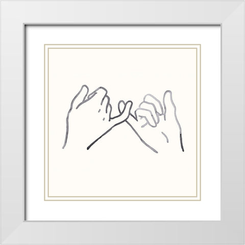 Pinky Promise II White Modern Wood Framed Art Print with Double Matting by Green, Jacob
