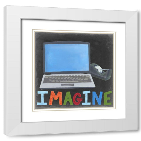 Desk Tools I White Modern Wood Framed Art Print with Double Matting by Moore, Regina