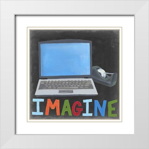 Desk Tools I White Modern Wood Framed Art Print with Double Matting by Moore, Regina