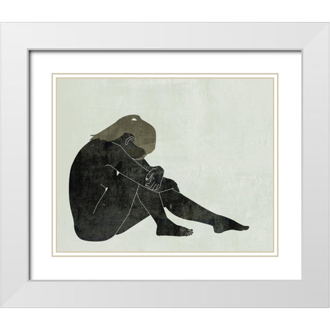 Folded Figure II White Modern Wood Framed Art Print with Double Matting by Wang, Melissa