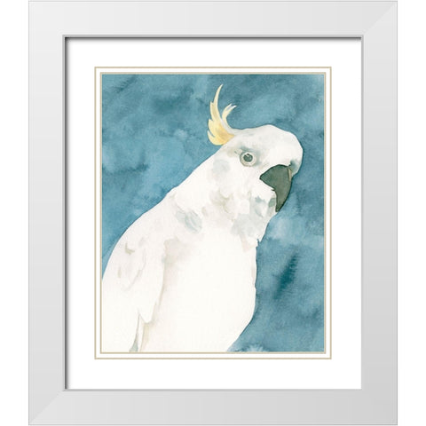 Cockatoo Portrait I White Modern Wood Framed Art Print with Double Matting by Caroline, Emma