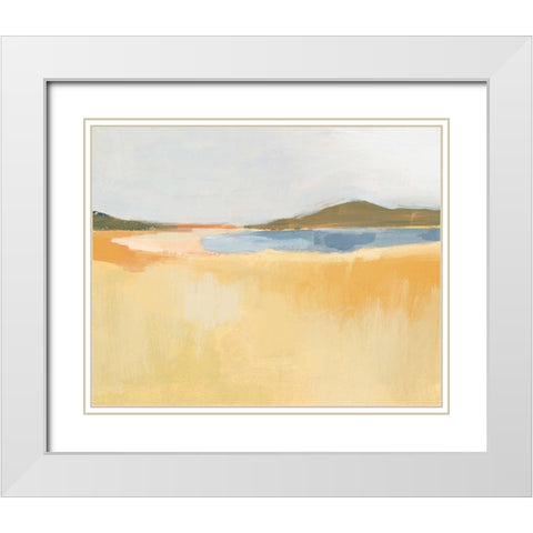 Ochre Seaside I White Modern Wood Framed Art Print with Double Matting by Barnes, Victoria