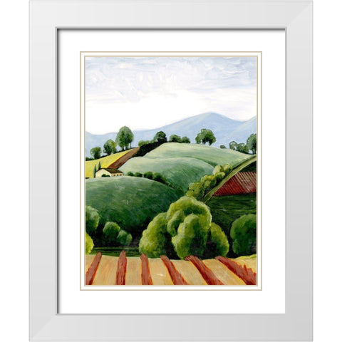 Tuscan Valley Sketch I White Modern Wood Framed Art Print with Double Matting by Popp, Grace