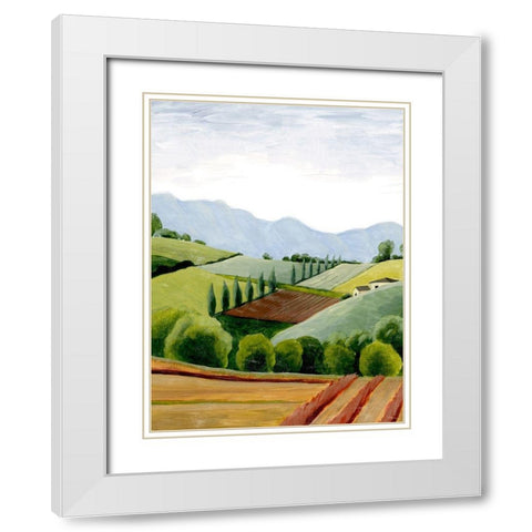 Tuscan Valley Sketch II White Modern Wood Framed Art Print with Double Matting by Popp, Grace