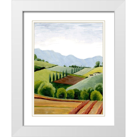 Tuscan Valley Sketch II White Modern Wood Framed Art Print with Double Matting by Popp, Grace