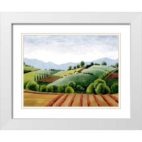 Tuscan Valley Sketch III White Modern Wood Framed Art Print with Double Matting by Popp, Grace