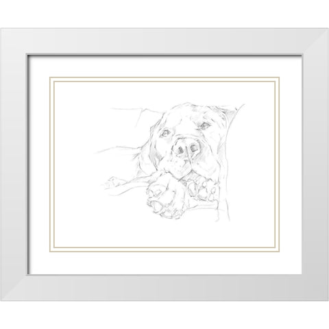 Lazy Dog I White Modern Wood Framed Art Print with Double Matting by Harper, Ethan