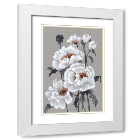 Peony Profusion II White Modern Wood Framed Art Print with Double Matting by Goldberger, Jennifer