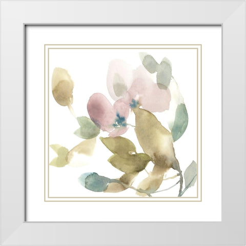 Sweet Petals and Leaves I White Modern Wood Framed Art Print with Double Matting by Goldberger, Jennifer