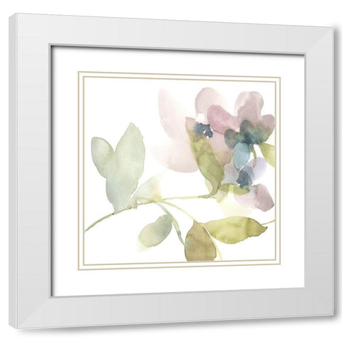 Sweet Petals and Leaves II White Modern Wood Framed Art Print with Double Matting by Goldberger, Jennifer