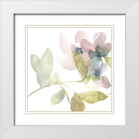 Sweet Petals and Leaves II White Modern Wood Framed Art Print with Double Matting by Goldberger, Jennifer