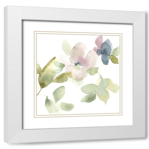 Sweet Petals and Leaves III White Modern Wood Framed Art Print with Double Matting by Goldberger, Jennifer