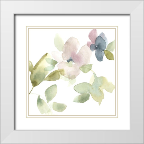 Sweet Petals and Leaves III White Modern Wood Framed Art Print with Double Matting by Goldberger, Jennifer