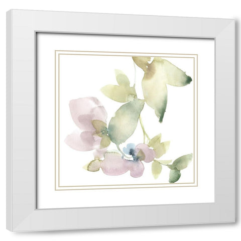 Sweet Petals and Leaves V White Modern Wood Framed Art Print with Double Matting by Goldberger, Jennifer