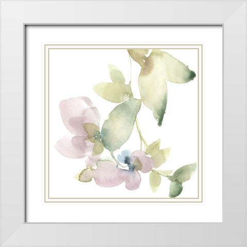 Sweet Petals and Leaves V White Modern Wood Framed Art Print with Double Matting by Goldberger, Jennifer