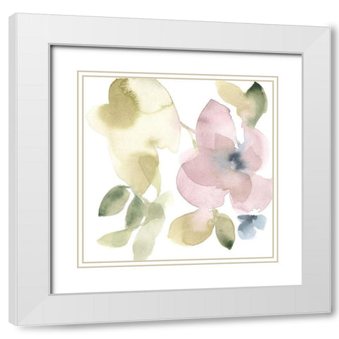 Sweet Petals and Leaves VI White Modern Wood Framed Art Print with Double Matting by Goldberger, Jennifer