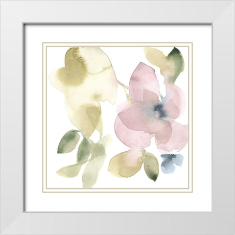 Sweet Petals and Leaves VI White Modern Wood Framed Art Print with Double Matting by Goldberger, Jennifer