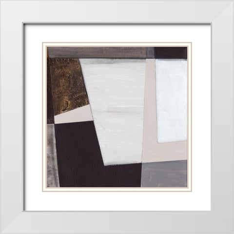 Neutral Geometrics I White Modern Wood Framed Art Print with Double Matting by Fuchs, Jodi