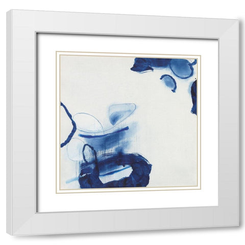 Minimalist Blue And White I White Modern Wood Framed Art Print with Double Matting by Fuchs, Jodi