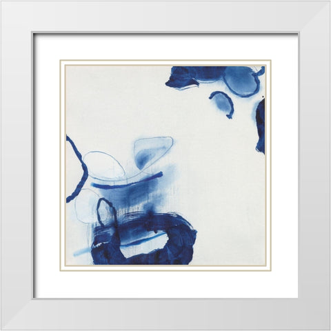 Minimalist Blue And White I White Modern Wood Framed Art Print with Double Matting by Fuchs, Jodi