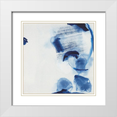 Minimalist Blue And White II White Modern Wood Framed Art Print with Double Matting by Fuchs, Jodi
