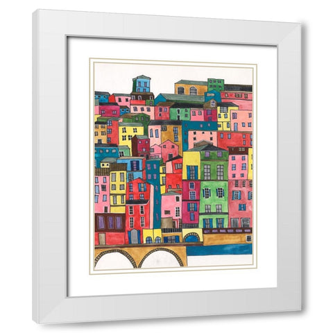 Colorful City II White Modern Wood Framed Art Print with Double Matting by Moore, Regina