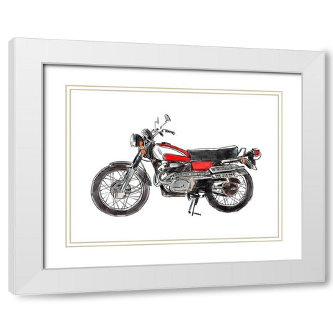Two Wheels II White Modern Wood Framed Art Print with Double Matting by Warren, Annie