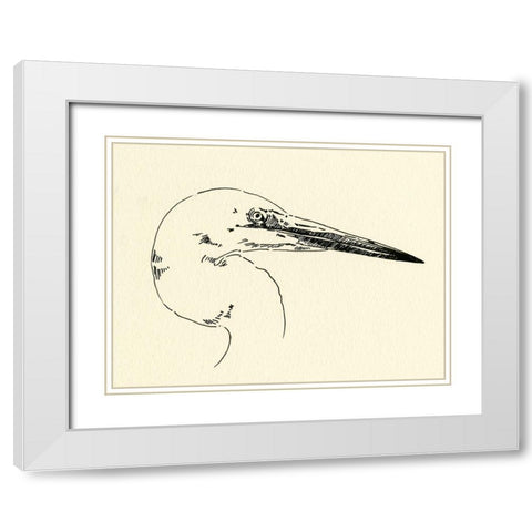 Heron Head I White Modern Wood Framed Art Print with Double Matting by Caroline, Emma