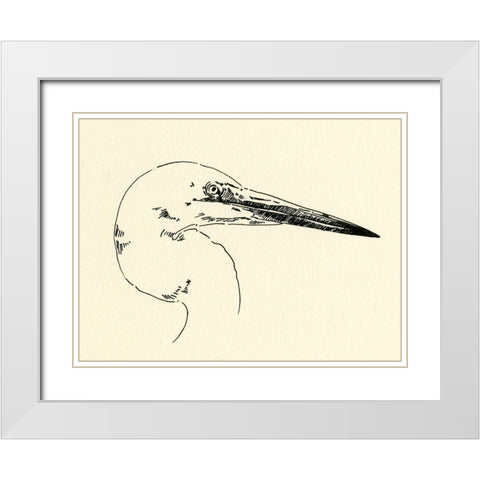 Heron Head I White Modern Wood Framed Art Print with Double Matting by Caroline, Emma