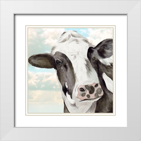 Portrait of a Cow II White Modern Wood Framed Art Print with Double Matting by Wang, Melissa