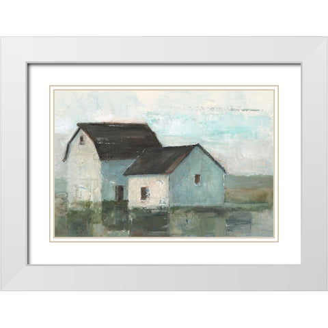 Barn at Sunset II White Modern Wood Framed Art Print with Double Matting by Harper, Ethan