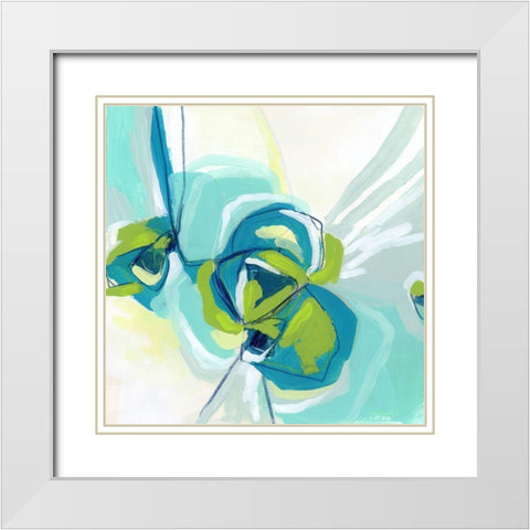 Peacock Vortex I White Modern Wood Framed Art Print with Double Matting by Vess, June Erica