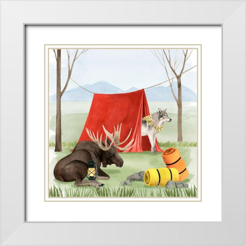 Camp Crashers II White Modern Wood Framed Art Print with Double Matting by Popp, Grace