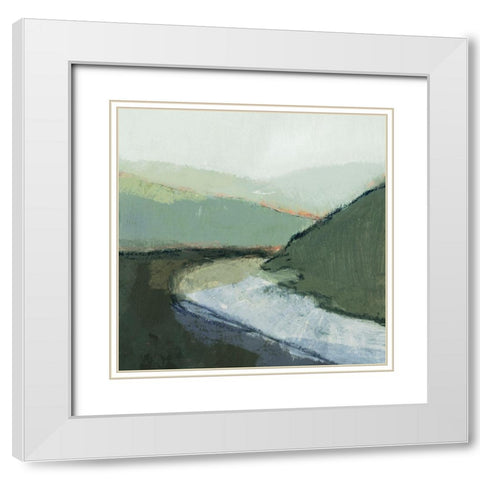 Riverbend Landscape I White Modern Wood Framed Art Print with Double Matting by Barnes, Victoria