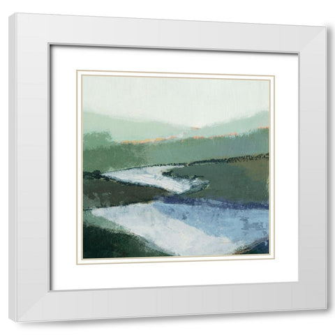 Riverbend Landscape II White Modern Wood Framed Art Print with Double Matting by Barnes, Victoria