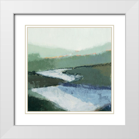 Riverbend Landscape II White Modern Wood Framed Art Print with Double Matting by Barnes, Victoria