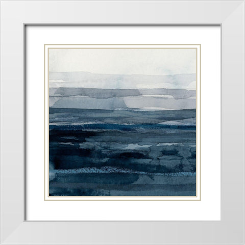 Rising Blue I White Modern Wood Framed Art Print with Double Matting by Borges, Victoria