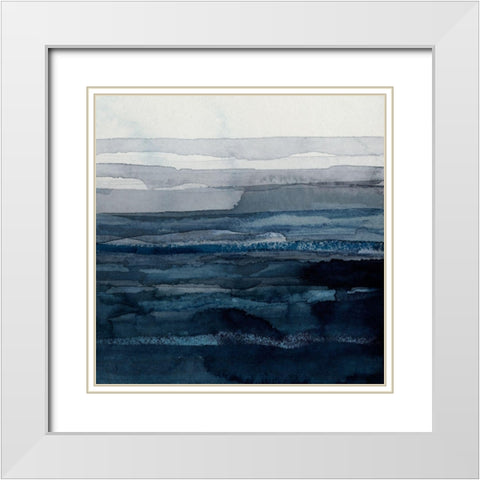Rising Blue II White Modern Wood Framed Art Print with Double Matting by Borges, Victoria