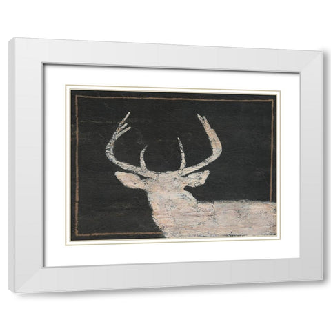Brow Tine Deer I White Modern Wood Framed Art Print with Double Matting by Moore, Regina