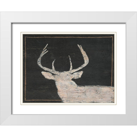Brow Tine Deer I White Modern Wood Framed Art Print with Double Matting by Moore, Regina