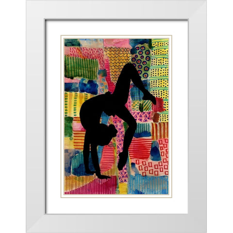 Patchwork Athlete I White Modern Wood Framed Art Print with Double Matting by Moore, Regina