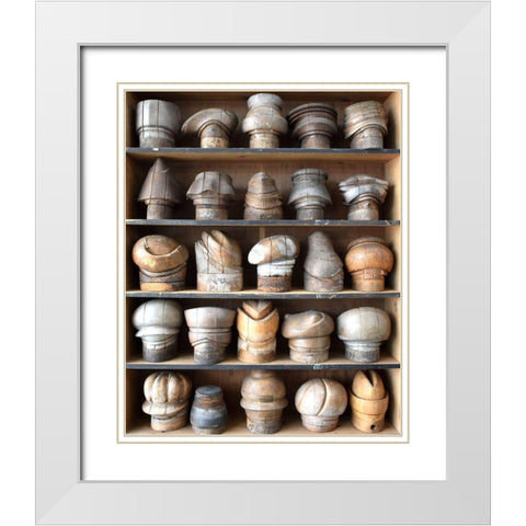 Ignatiuss Hat Blocks I White Modern Wood Framed Art Print with Double Matting by Chandler, Sharon